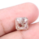 2.85 Ct emerald cut white and brown lab grown diamond loose stone with rectangular step facets and contrast sparkle