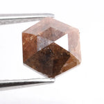 1.50 carat natural brown hexagon cut loose diamond with brilliant facets ideal for custom ring, pendant or fine jewelry