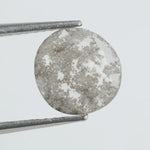 Round lab-grown diamond with unique gray inclusions, faceted for maximum sparkle, ethically created, ideal for custom rings and jewelry