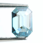 0.37 Ct blue emerald cut lab grown diamond with vibrant fancy blue color and elegant step cut facets, loose diamond for custom fine jewelry.