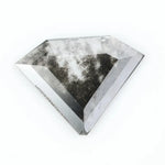 Faceted lab-grown black and white diamond with unique marbled inclusions, perfect for rings, pendants, and ethical jewelry designs.