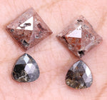 4.97 Ct Pear & Asscher Cut Diamond Salt And Pepper Diamond Use For Jewerly Brown & Black Colored Diamond Pair