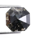 1.62 Ct Asscher cut black diamond loose stone with deep dark tone and step facets for luxury engagement jewelry