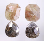 2.11 Ct Asscher & Pear Cut Diamond Salt And Pepper Diamond Use For Jewerly Earrings Yellow & Brown Cut Diamond Unique Diamond