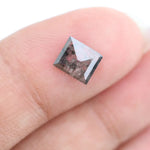 Square emerald-cut lab-grown salt and pepper diamond with natural black and gray inclusions, ethically sourced, unique designer gemstone for engagement rings or statement jewelry