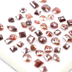 Rare natural fancy red and brown rose cut diamond mixed shapes earth mined loose diamond for custom jewelry, artisan rings, and unique engagement ring designs.