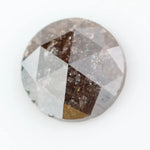 Close-up of a premium round cut brown lab-grown diamond with sparkling facets, showcasing eco-friendly, conflict-free quality and unique natural-like inclusions.