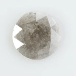 Round-cut salt and pepper lab-grown diamond with unique natural inclusions, ethically created for custom engagement rings and fine jewelry