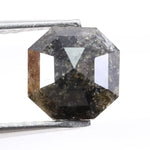 1.31 Ct natural Asscher cut black diamond loose stone with step-cut facets, ideal for custom engagement ring jewelry