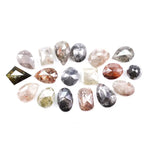 7.37 Ct natural mixed shape rose cut diamond lot with grey, brown and champagne rustic loose diamonds for custom jewelry making.