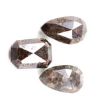 Natural rustic brown grey rose cut diamond set with pear and emerald shape fancy color loose diamonds for artisan jewelry design