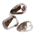 Natural rustic brown grey rose cut diamond set with pear and emerald shape fancy color loose diamonds for artisan jewelry design