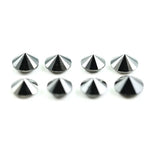 Lot of natural salt and pepper round cut diamonds with dark grey and black inclusions, genuine rustic galaxy diamonds for custom jewelry making, loose natural diamonds arranged on white background.