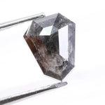1.78 Ct shield cut gray black diamond loose stone with bold faceting for custom jewelry design