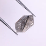 hexagon cut natural diamond, grey diamond, light grey diamond, icy grey tone, salt and pepper wedding band, and rare grey engagement ring jewelry.