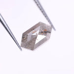 hexagon cut natural diamond, grey diamond, light grey diamond, icy grey tone, salt and pepper wedding band, and rare grey engagement ring jewelry.