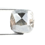 1.70 Ct cushion cut grey black natural diamond with smoky tones and soft sparkle for unique luxury jewelry