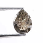 pear cut natural grey diamond with salt and pepper inclusions, earth-mined diamond Rustic pear shape grey natural diamond