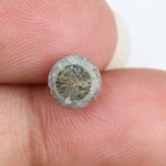 1.64 carat grey antique finish round rose cut natural diamond with salt and pepper inclusions, unique rustic loose stone ideal for custom rings and bespoke jewelry designs