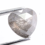 heart shaped natural grey diamond with salt and pepper inclusions, earth mined loose diamond Rustic heart cut natural diamond