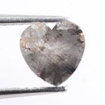 heart shaped natural grey diamond with salt and pepper inclusions, earth mined loose diamond Rustic heart cut natural diamond