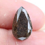 pear cut, brown color, natural loose diamond, in a vintage style rose cut pear shape, perfect for alternative art deco engagement rings.
