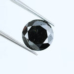 Natural black diamond round cut loose stone for custom jewelry making, elegant authentic black diamond.
