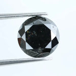 Natural black diamond round cut loose stone for custom jewelry making, elegant authentic black diamond.