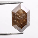 2.16 Ct natural hexagon cut brown diamond, rare fancy shape loose diamond for custom engagement ring or fine jewelry setting.