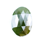 1.55 Ct natural olive green oval cut diamond loose gemstone with visible natural inclusions and faceted surface