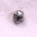 1.09 Ct unique hexagon cut salt and pepper diamond, salt and pepper wedding band, smoky diamond ring, lab grown loose diamond, diamond loose in ring.