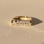 1.59 Round & Baggutte Cut Diamond Ring Unique Design For Women Lab Grown Diamond Use For Jewerly 14K Gold Plated Diamond Ring
