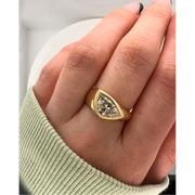 2.00 Ct Trillion Modified Cut Lab Grown Diamond Bezel Ring in Yellow Gold, Modern Statement Engagement Ring for Women