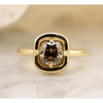 Vintage Inspired 1 Ct Champagne Brown Cushion Cut Lab Grown Diamond Solitaire Ring in 14K Yellow Gold