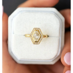 1.59 Ct Kite & Round Cut Diamond Lab Grown Diamond 14K Yellow Gold Plated Diamond Ring Engagement Ring Use For Women Unique Design Diamond Ring