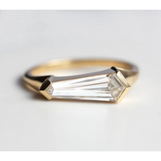 1.89 Ct Shield Baguette Cut Lab Grown Diamond Solitaire Ring in Yellow Gold, Modern Minimalist Engagement Ring