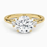 Round  shaped diamond engagement ring in yellow gold -Women Unique Diamond Ring
