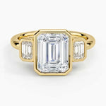 Vintage style engagement ring with sapphire  - Women Yellow Gold Diamond ring