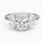 Oval Cut Gold Diamond Ring Rectangle engagement ring with real diamonds