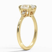 Rectangle engagement ring with real diamonds - Unique Gold Diamond Ring