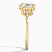 Rectangle engagement ring with real diamonds - Unique Gold Diamond Ring