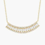 4.38 Ct Long gold necklace with layered chain design.