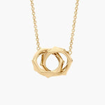 Yellow gold initial necklace with letter pendant Women Special.