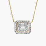 3.47 Ct Gold bow necklace pendant with ribbon-inspired design.