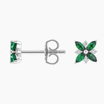 1.06 Ct Green Marquise - Round Cut Diamond White Gold Earrings For Women