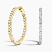 Small Perfect Hoop Moissanite Diamond Earrings in 14K Yellow Gold Plated