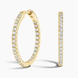 Small Perfect Hoop Moissanite Diamond Earrings in 14K Yellow Gold Plated