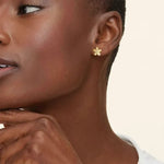 0.85 Ct Flora Shape Gold Plated Diamond Earrings Jewerlly