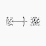 2.34 Ct Four Prong Round Brilliant Moissanite Diamond Stud Earrings In 14k White Gold Plated
