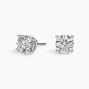 2.34 Ct Four Prong Round Brilliant Moissanite Diamond Stud Earrings In 14k White Gold Plated
